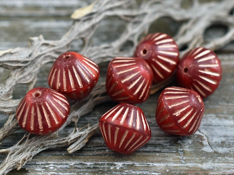 Czech Glass Beads Bicone Beads Red Beads Czech Glass Bicone 11mm 15pcs 2733 image 6