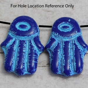 Hamsa Hand Beads Czech Glass Beads Hand of Fatima Hamsa Charm 4pcs 14x20mm 3886 image 4