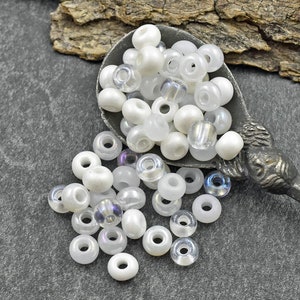 Pearl Seed Beads - Size 2 Beads - Czech Glass Beads - 2/0 Beads - 6x4mm - 50 grams (B417)