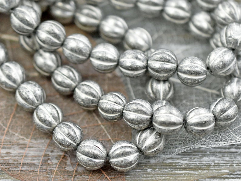 Melon Beads Czech Glass Beads Round Beads Picasso Beads Bohemian Beads Fluted Beads 8mm 20pcs 369 image 3