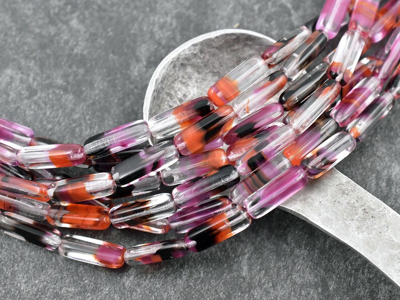 Czech Glass Beads Tube Beads Czech Tube Czech Beads 15x5mm 14pcs 3789 image 2