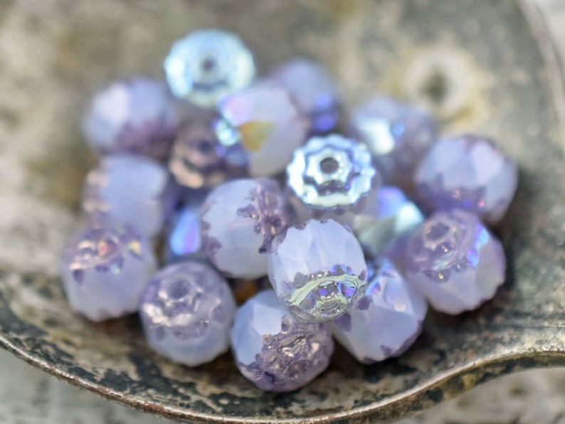 Czech Glass Beads Cathedral Beads Purple Beads Fire Polish Beads Choose from 6mm or 8mm image 4