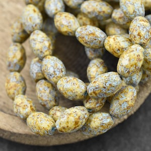 Picasso Beads - Czech Glass Beads - Etched Beads - Fire Polished Beads - Oval Beads - 12x8mm - 12pcs (1863)