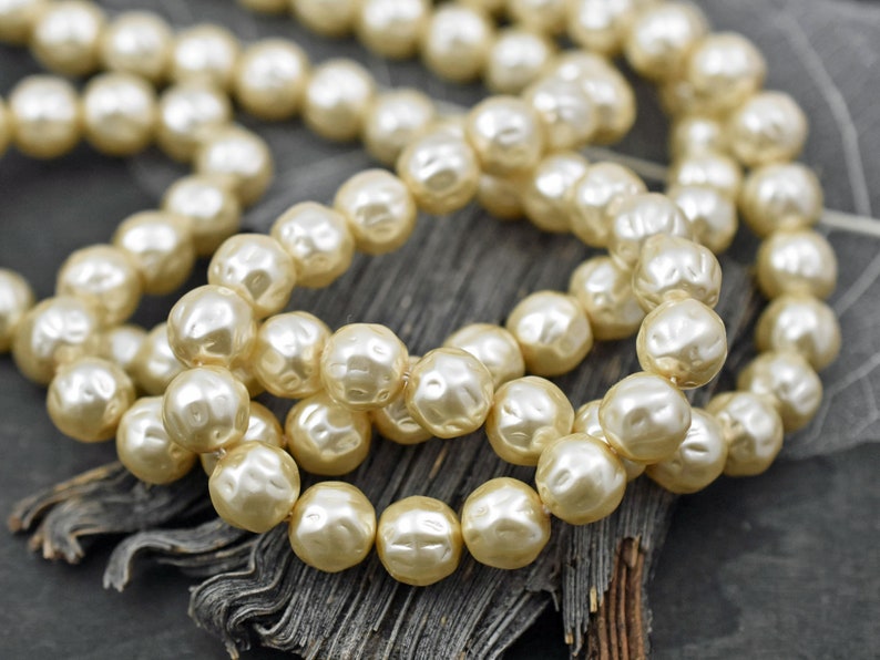 Czech Glass Beads Pearl Beads Czech Glass Pearls Baroque Pearl Beads Cream Pearl Beads 8mm or 10mm Choose Your Quantity image 3