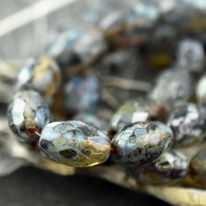 Picasso Beads - Czech Glass Beads - Faceted Beads - Fire Polished Beads - Oval Beads - 12x8mm - 12pcs (3438)