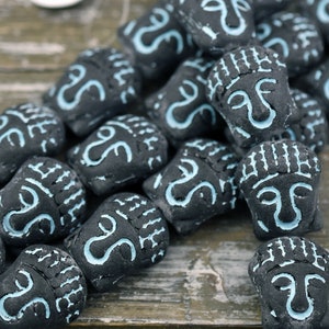 Czech Glass Beads - Buddha Beads - Buddha Head Bead  - Picasso Beads - 15x14mm - 4pcs (B1)