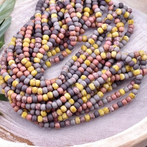 Aged Picasso Beads - Matte Seed Beads - Size 4 Seed Beads - Picasso Seed Beads - Czech Glass Beads - 4/0 - 5mm - 20&quot; Strand - (3224)