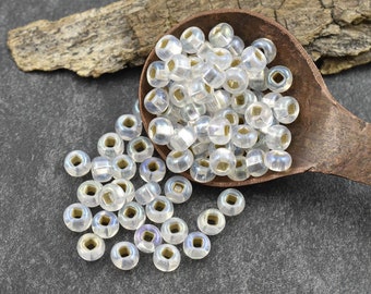 Clear Seed Beads - Size 2 Beads - Czech Glass Beads - 2/0 Beads - 6x4mm - 50 grams (B706)