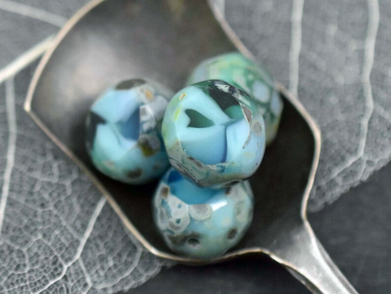 Picasso Beads Czech Glass Beads 12mm Beads Fire Polished Beads Chunky Beads Round Beads 6pcs 12mm 5668 image 3