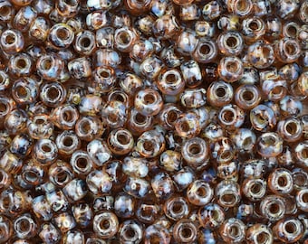 8/0 Seed Beads - 6/0 Seed Beads - Miyuki 4505 - Smokey Topaz - Picasso Beads - Size 8 Seed Beads - Size 6 Seed Beads