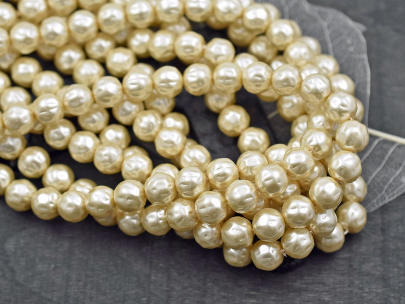 Czech Glass Beads Pearl Beads Czech Glass Pearls Baroque Pearl Beads Cream Pearl Beads 8mm or 10mm Choose Your Quantity image 5