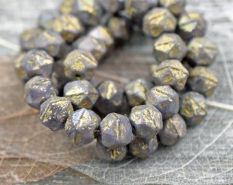 Czech Glass Beads - English Cut Beads - Etched Beads - Antique Cut - Purple Beads - 10mm - 10pcs - (A138)