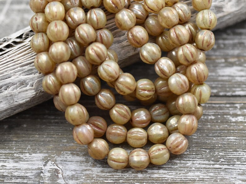 Melon Beads Picasso Beads Czech Glass Beads Round Beads 6mm 25pcs 605 image 4