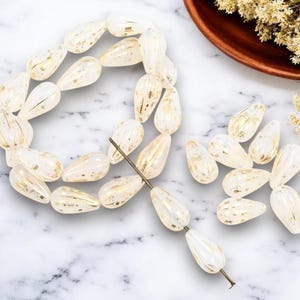 Czech Glass Beads - Melon Beads - Teardrop Beads - Crystal Beads - Drop Beads - 10pcs - 13x8mm - (3289)