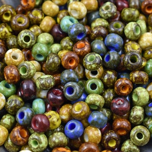 Large Hole Beads Seed Beads Picasso Beads Czech Glass Beads Size 32 Beads 32/0 Beads 8x5mm 50 grams 5783 image 3
