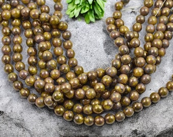 Picasso Beads - 6mm Beads - Round Beads - Czech Glass Beads - Druk Beads - 50pcs - (A683)