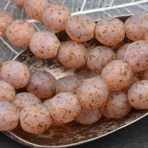 Czech Glass Beads - Picasso Beads - Fire Polished Beads - Round Beads - 10mm Beads - Pink Beads - 10pcs (2435)