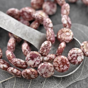 Picasso Beads - Czech Glass Beads - Coin Beads - Focal Beads - Pink Beads - 10pcs - 15mm - (B332)