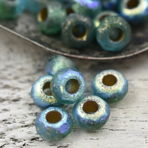 Czech Glass Beads Roller Beads Rondelle Beads Large Hole Beads Picasso Beads 3mm Hole Beads 5x8mm 25pcs 3277 image 2