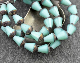 Czech Glass Beads - Tear Drop Beads - Picasso Beads -  Teardrop Beads - Faceted Teardrop - 6x8mm - 15pcs - (703)