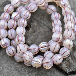 Czech Glass Beads Opaline Beads 8mm Melon Beads Faceted Melon Crystal Beads Round Beads 8mm 20pcs 5415 image 2