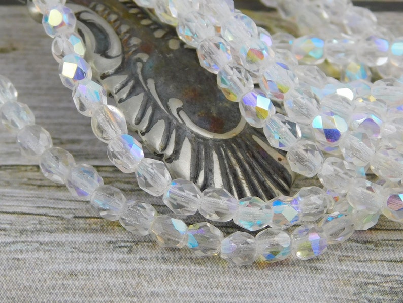 50pcs Crystal Spacers Czech Glass Beads 4840 4mm Beads 4mm - Fire Polished Beads Round Beads Crystal AB Beads