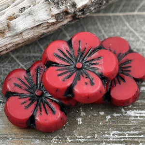 Hibiscus Beads - Picasso Beads - Czech Glass Beads - Flower Beads - Hawaiian Flower Beads - Czech Flowers - 21mm - (4652)