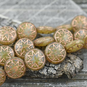 Picasso Beads Czech Glass Beads Ishstar Beads Coin Beads Goddess Beads Lentil Beads 13mm 6pcs 530 image 2