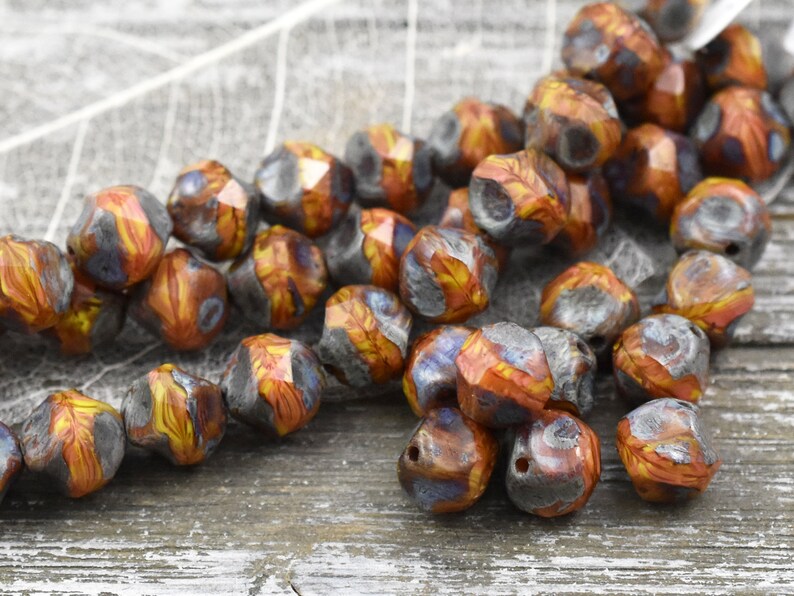 Picasso Beads Czech Glass Beads Central Cut Round Beads Baroque Beads 8mm 16pcs 3883 image 4
