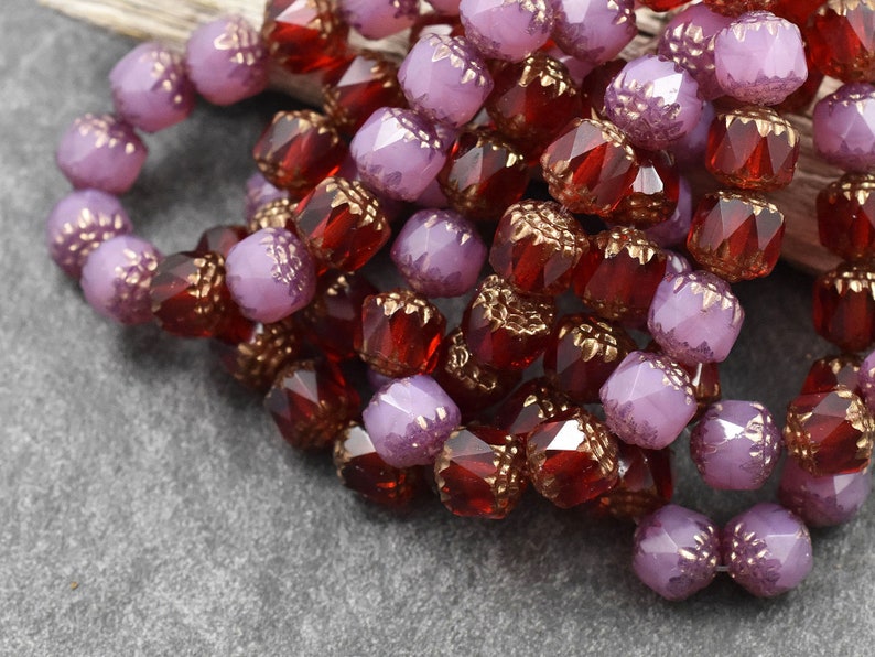 Czech Glass Beads Cathedral Beads Picasso Beads New Czech Beads Fire Polish Beads 15pcs 8mm 4532 image 3