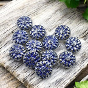 Czech Glass Beads - Flower Beads - Picasso Beads - Dahlia Beads - Dahlia Flower - 15mm - 12pcs - (5026)