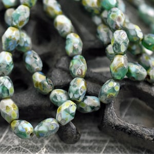 Picasso Beads - Czech Glass Beads - Faceted Beads - Fire Polished Beads - Oval Beads - 5x7mm - 20pcs (1921)