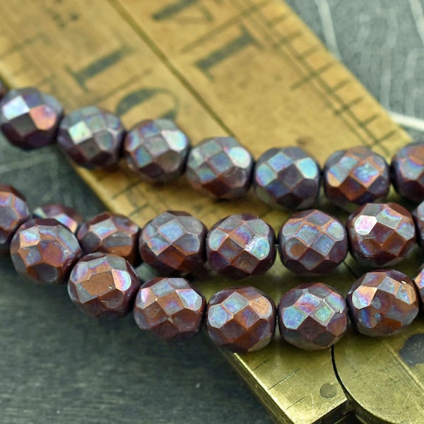 Fire Polished Beads - Czech Glass Beads - Round Beads - Faceted Beads - Chocolate Brown - Brown Beads