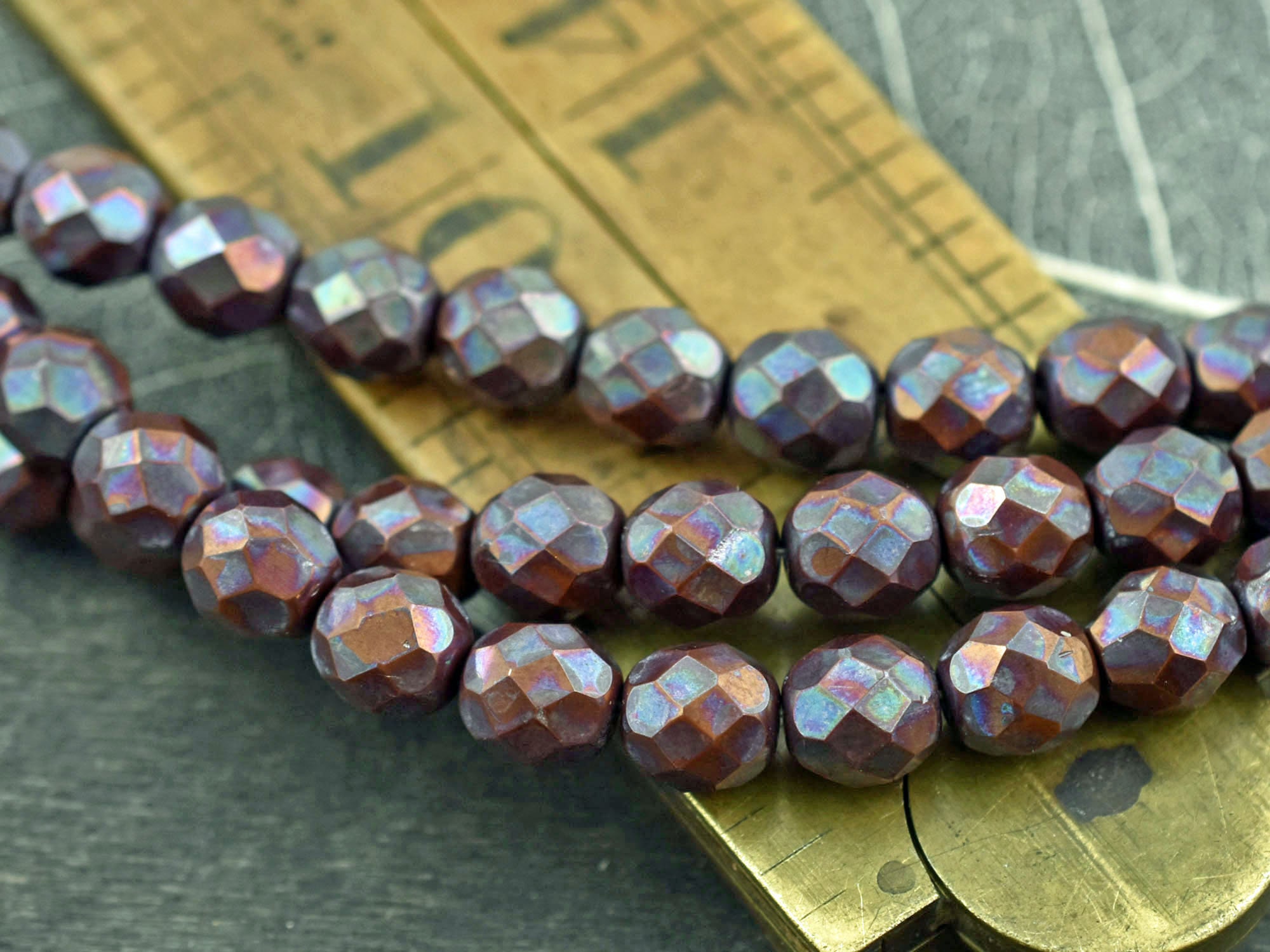 50 Pcs 4mm Firepolished Round Czech Glass Beads -Glossy Iridescent Black  Chrome