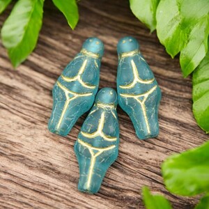 Goddess Bead - Czech Glass Beads - Female Goddess - Picasso Beads - 21x10mm - 4pcs - (1257)