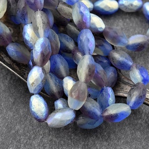 Czech Glass Beads - Etched Beads - Fire Polished Beads - Oval Beads - 12x8mm - 12pcs (2047)