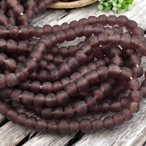African Glass Beads -Fair Trade Beads -  Ghana Beads - Recycled Glass Beads -  Approx 8-10mm - 20" Strand - (J60)