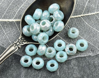 Czech Glass Beads - Large Hole Beads - Roller Rondelle - Rondelle Beads - 3mm Hole Beads - Fire Polished Beads - 6x9mm - 25pcs (2091)