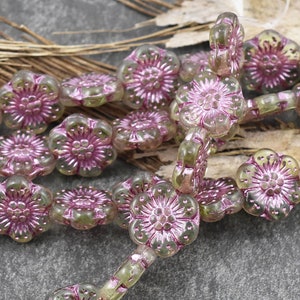 Flower Beads Czech Glass Beads Picasso Beads Czech Glass Flowers 14mm 9pcs A311 image 1