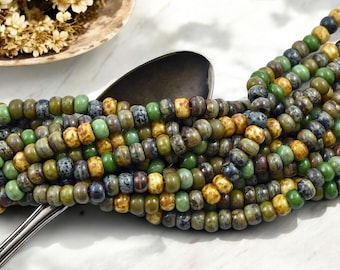 Picasso Seed Beads - Large Seed Beads - 2/0 - Czech Glass Beads - Large Hole Beads - 6mm - 21" Strand - (1550)