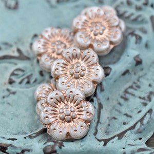 Flower Beads - Czech Glass Beads - Picasso Beads - Wildflower Beads - Wild Rose Beads - 14mm - 12pcs - (5598)