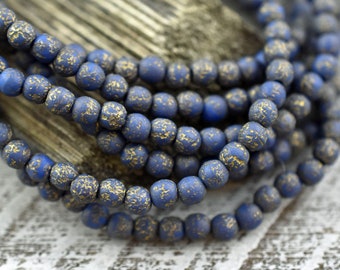 Picasso Beads - Czech Glass Beads - 4mm Beads - Round Beads - 4mm Druks - Druk Beads - 50pcs - (1821)