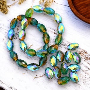 Czech Glass Beads - Faceted Beads - Fire Polished Beads - Oval Beads - 12x8mm - 12pcs - (342)