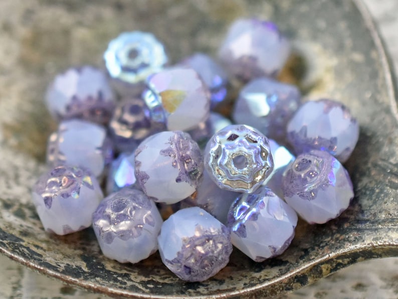 Czech Glass Beads Cathedral Beads Purple Beads Fire Polish Beads Choose from 6mm or 8mm image 6