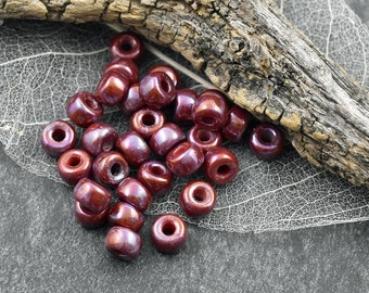 Czech Glass Beads - Seed Beads - Matubo Beads - Large Hole Beads - Picasso Beads - 2/0 Beads - Size 2 Beads - 6x4mm - 20 grams (A344)