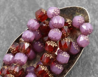 Czech Glass Beads - Cathedral Beads - Picasso Beads - New Czech Beads - Fire Polish Beads - 15pcs - 8mm - (4532)