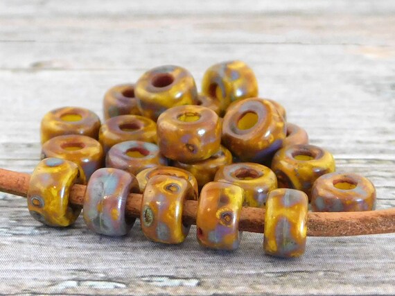 10 grams Picasso Seed Beads Seed Beads Czech Glass Beads Large Hole Beads A318 Size 2 Beads 6x4mm 20 Matubo Beads