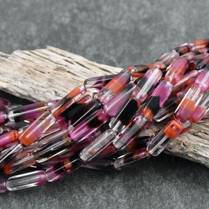 Czech Glass Beads Tube Beads Czech Tube Czech Beads 15x5mm 14pcs 3789 image 3