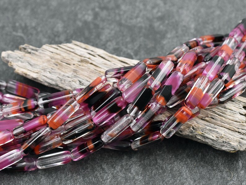 Czech Glass Beads Tube Beads Czech Tube Czech Beads 15x5mm 14pcs 3789 image 3