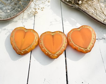 Czech Glass Beads - Heart Beads - Valentines Beads - Picasso Beads - 18mm - 2pcs - (2808)